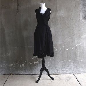 Vintage 1950s Black Lace Full Skirt Dress